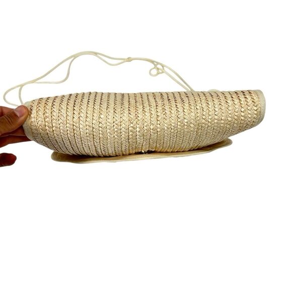 Woven Scalloped Handbag Rope Strap Boho Coastal - Picture 3 of 5